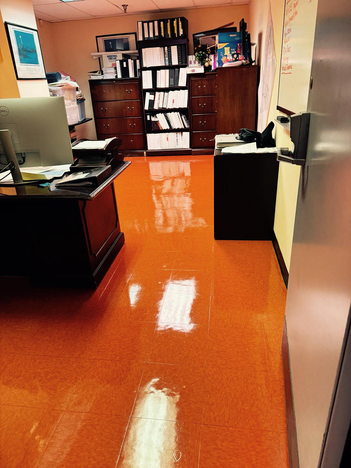 Office floor strip & wax